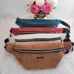 Sac banane - 31 couleurs au choix - velours côtelé  - personnalisable - homme ou femme - intérieure imperméable au choix - Idée Cadeau