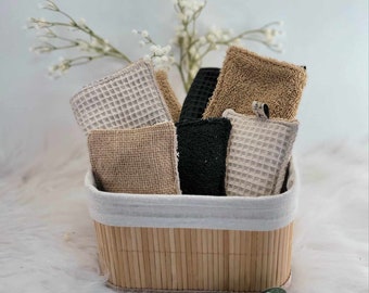 Ecological washable sponge, 19 colors to choose from - zero waste, 1 side in burlap and 1 side either in sponge or cotton