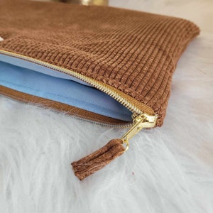 Corduroy Cover Pouch 31 colors to choose from for iPad Computer tablet customizable color custom size Brun camel