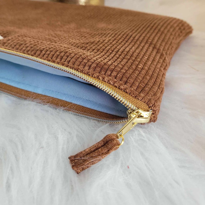 Pochette Housse Velours côtelé 31 couleurs au choix pour tablette iPad Ordinateur couleur personnalisable taille sur mesure Brun camel