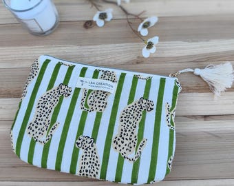 Quilted pouches in Indian handblock print fabric - various designs - 2 sizes: coin purse or bag pouch -