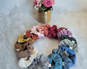 Linnen scrunchie scrunchies - vol kleuren - natuurlijk materiaal - ambachtelijk handgemaakt