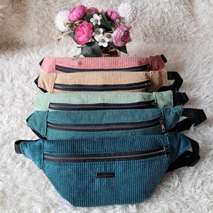 Sac banane personnalisable velours-  31couleurs disponibles  - sac mixte - couleur intérieure au choix - Artisanal - Idéal Cadeau