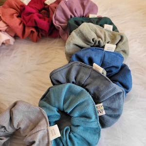 Chouchous scrunchie en Lin disponible en 17 couleurs matière naturelle fait main artisanal image 3