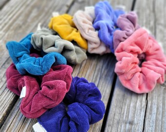 Soft jersey velvet elastic scrunchies - Available in 13 colors - Handmade - Hair accessories