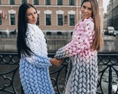 Chunky knit cardigan.Loose knit sweater.Oversized knit sweater.Free delivery