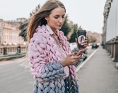 Cocoon cardigan.Wool knitted coat.Chunky knit cardigan.Cable knit cardigan Free delivery
