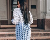 Hand knit cardigan.Loose knit sweater.Long knit cardigan.Chunky knit cardigan.Free delivery