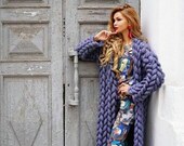 Wool knitted coat.Chunky knit cardigan.Cocoon cardigan.Knitting cardigan with free delivery