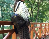 Chunky knit cardigan.Long knit cardigan.White and black cardigan.Hand knit cardigan.Free delivery
