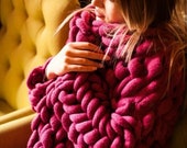 Wool knitted kimono cardigan. Chunky knit cardigan. Pink sweater Free delivery