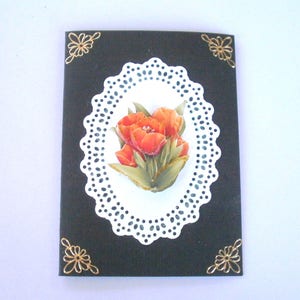 68 Carte de voeux en 3d tulipes rouges orangées