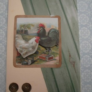 142  Carte de voeux  3d  le coq et sa poule