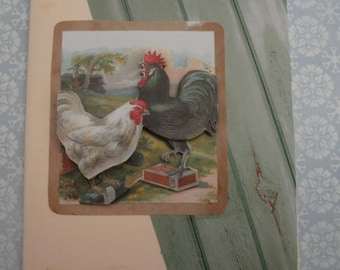 142  Carte de voeux  3d  le coq et sa poule