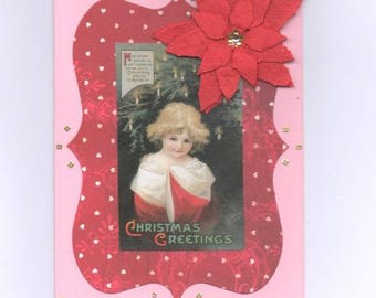 271 young vintage child's best wishes greeting card