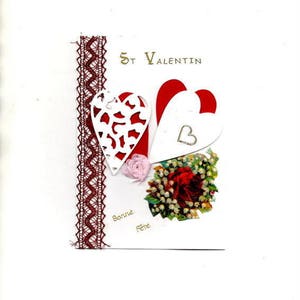 274 - Carte de voeux St Valentin  2 coeurs