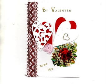 274 - Carte de voeux St Valentin  2 coeurs