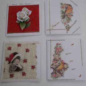 3 - Lot de 5 cartes embossées ou 3d faite main