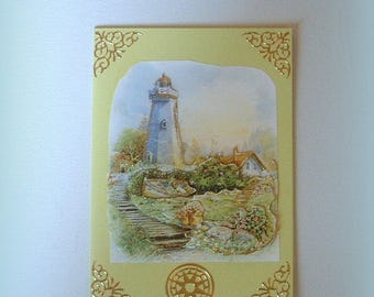 Carte de voeux Un phare à l'horizon