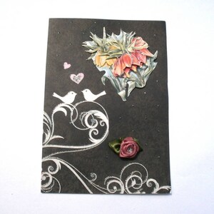 126 Carte de voeux  3d fleurs exotiques