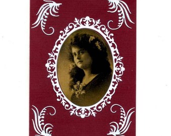 307 - Carte de voeux vintage portrait femme 1930