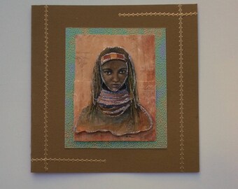 28. Carte  postale 3d  femme africaine avec bandana