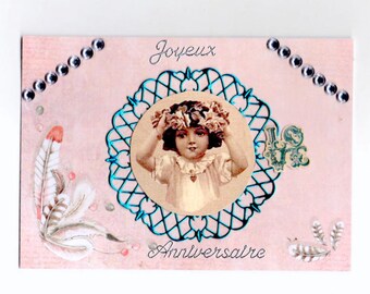 334 - Carte de voeux joyeux anniversaire fille