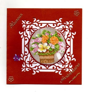 298 Carte de voeux  fleurs heureux anniversaire