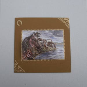 Carte de voeux  3d  chevaux s'abreuvant  n°18