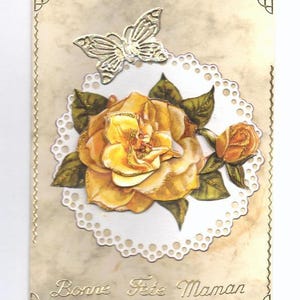 114 - Good greeting card celebrating MOM yellow rose