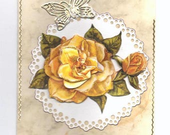 114 - Good greeting card celebrating MOM yellow rose