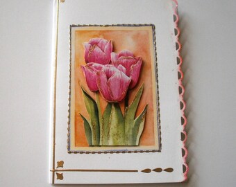 35 - Carte de voeux 3d tulipes roses