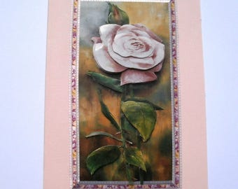 53 - Carte de voeux branche de rose rose en 3d