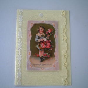 Carte de voeux petit garcon vendeur de fleurs
