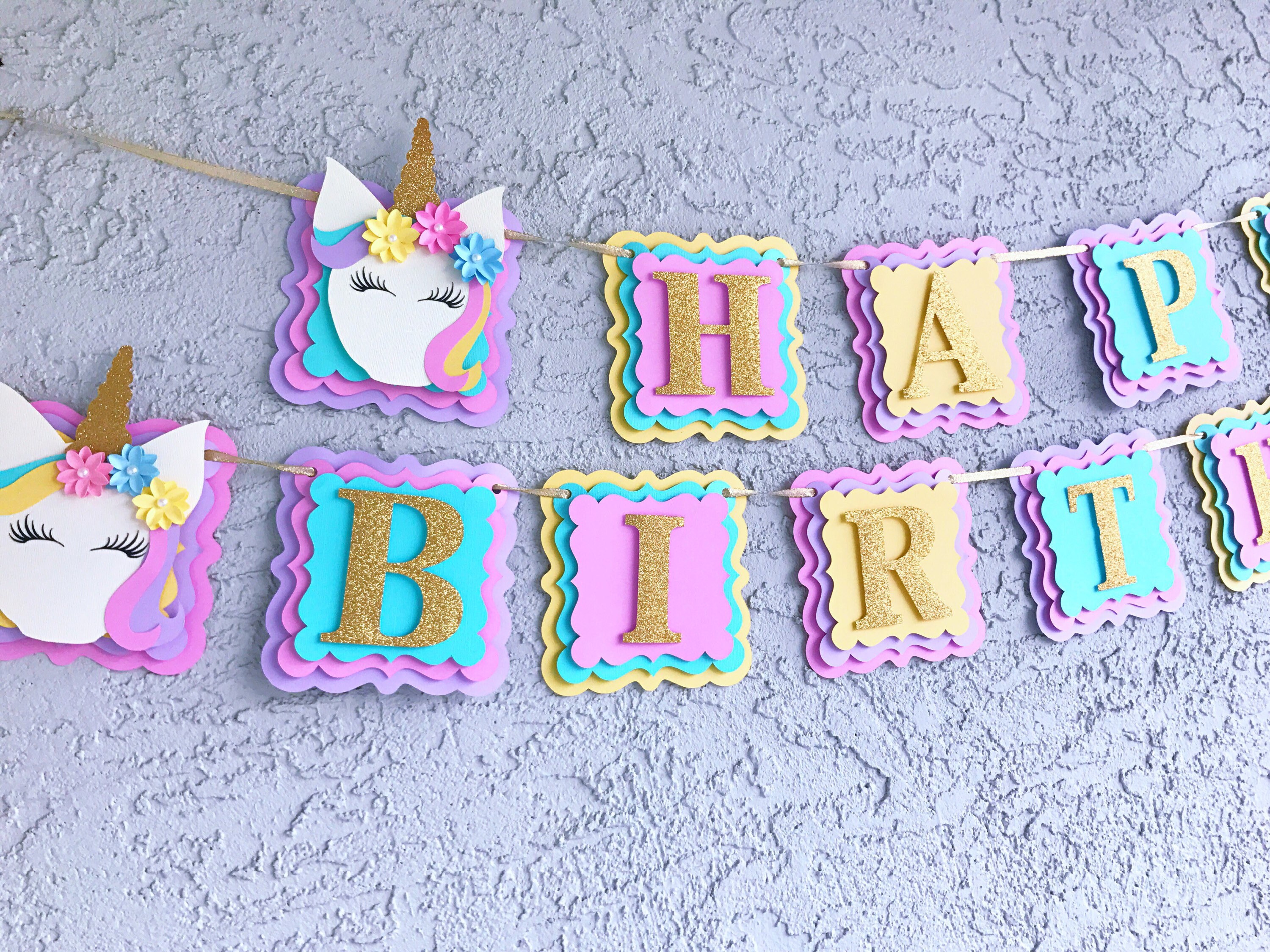 unicorn banner unicorn happy birthday banner unicorn party etsy