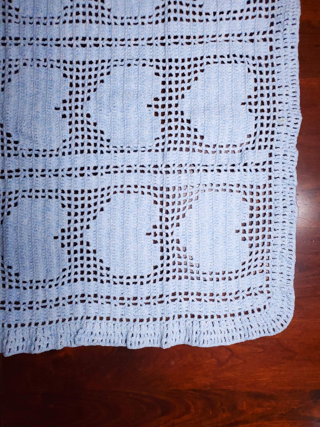 Delicate Baby Blue Hearts Blanket Etsy