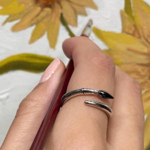 Paint Brush Ring, Wrap Rings for Women, Writer Gifts, Twist Ring, Artist Gifts for Her, Artisan Rings, Wrap Ring, Teacher Jewelry