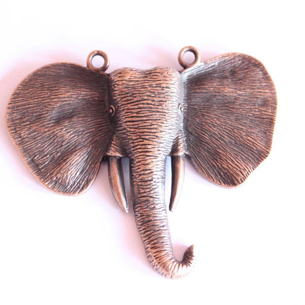 grands pendentif tête d'éléphant cuivré, 95*85*11 mm