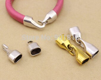 Gold clasp Tip 2 pieces for hole 10 * 6 mm round leather cord