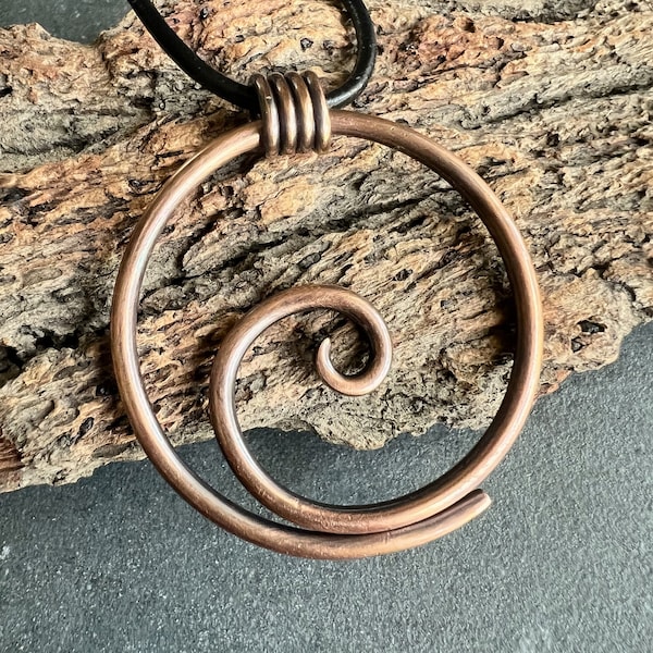 Copper Spiral Necklace - HANDMADE JEWELRY - Spiritual - Bohemian Style Necklace - 7th Anniversary Gift - Positive Energy Symbol Necklace