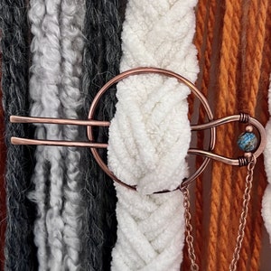 Copper Hair Clip - Handmade Hair Accessory - 7th Anniversary Gift - Metal Slide - Unique Hair Clip - Copper Jewelry - Copper and Blue Agate