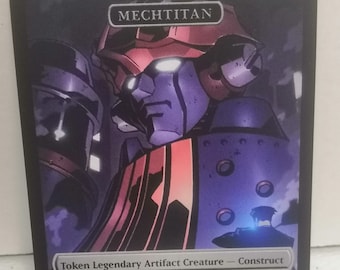 Illustration alternative du pilote MtG 1/1 et du jeton Mechtitan 10/10 recto-verso - EDH, Commander, Cube Draft et Casual