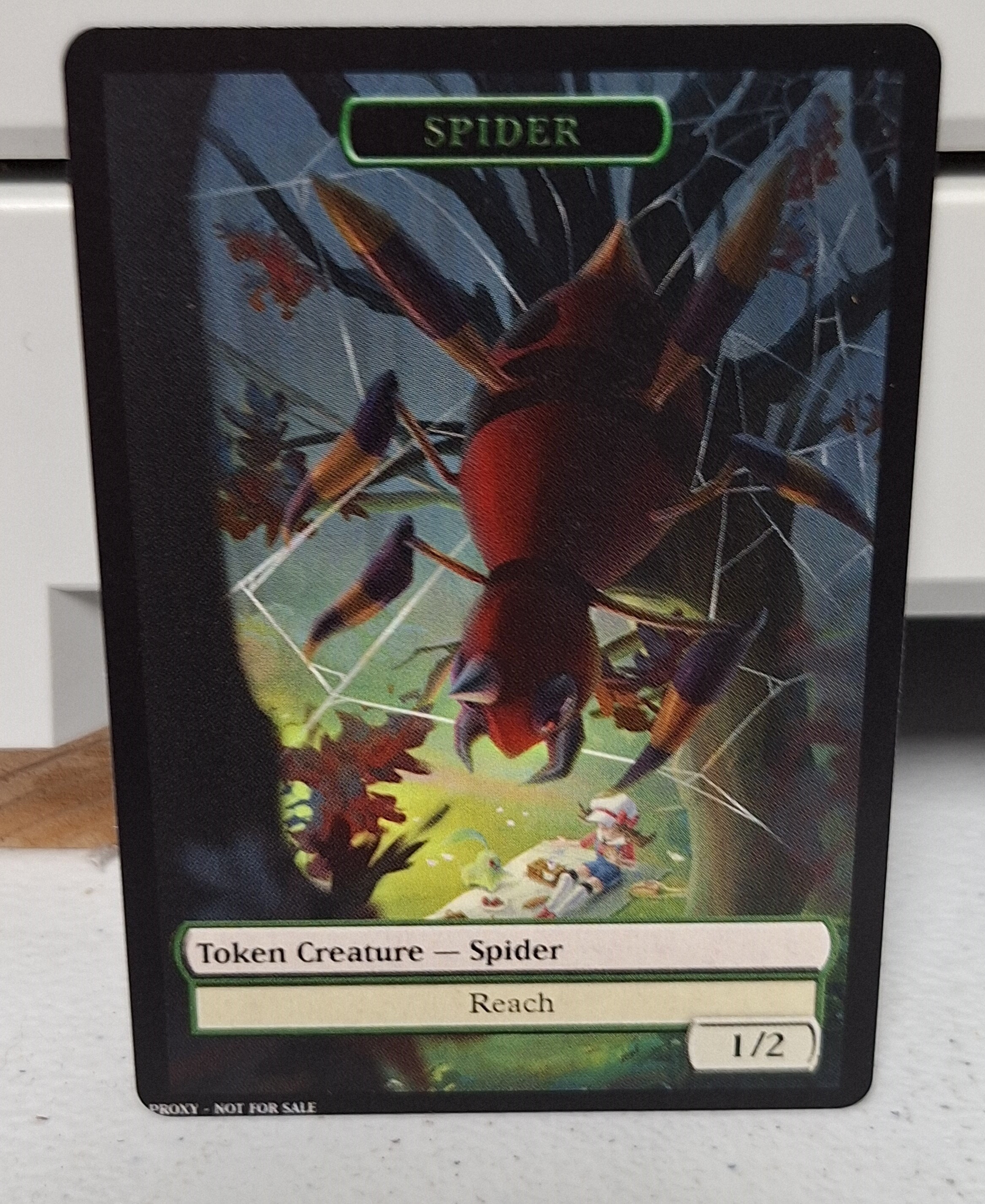 Mtg 1/2 Spider With Reach Double Sided Token Alternative Art - EDH