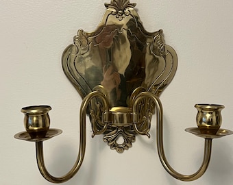 Vintage Brass Double Candle Sconce | Hollywood Regency Wall Decor