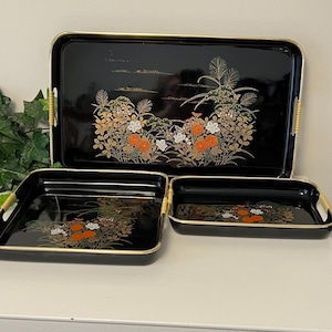 Japanese Black Lacquer Tray - Etsy