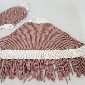 Tricoté main enfant poncho bonnet péruvien 18-24 mois image 3