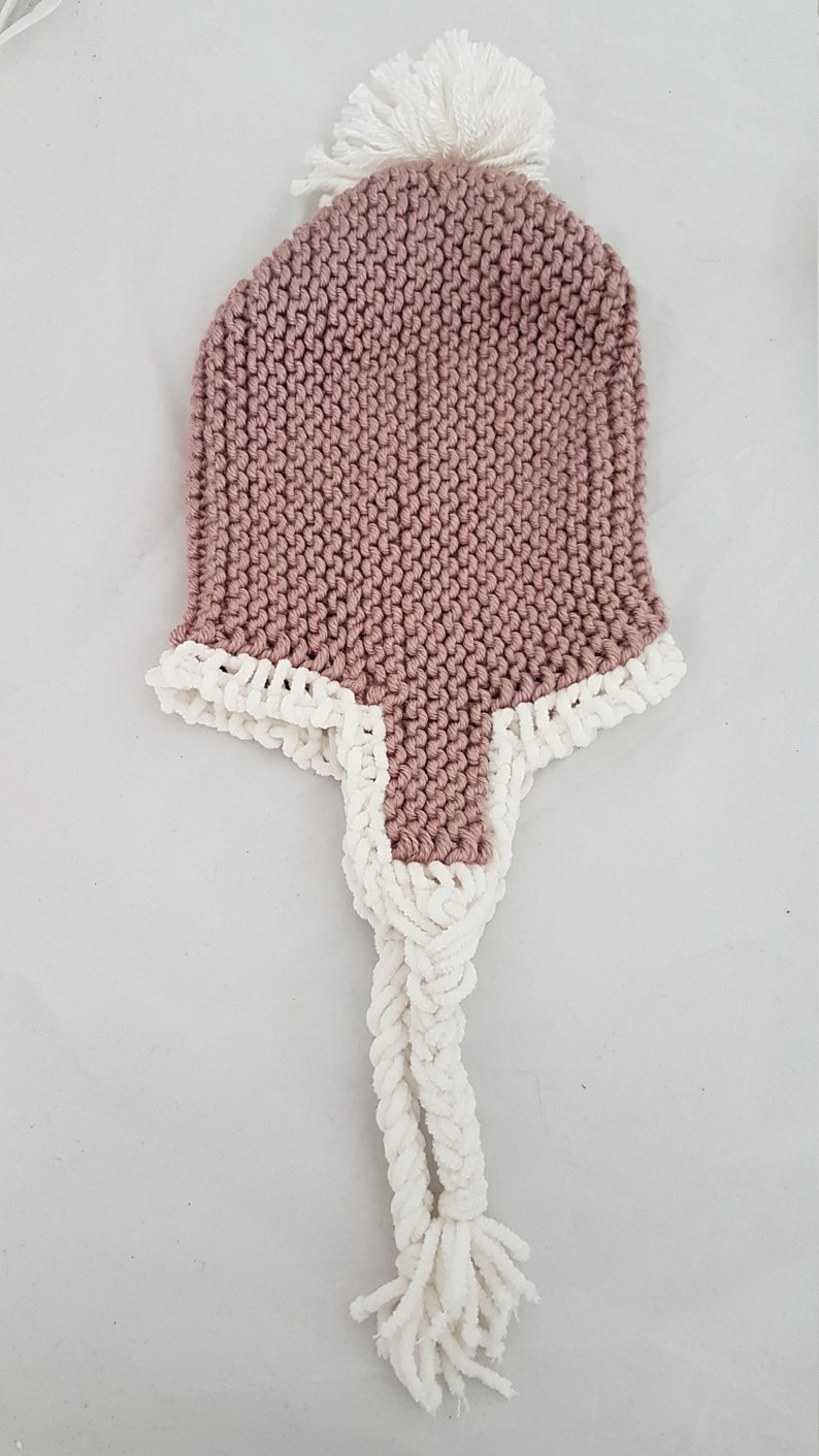 Tricoté main enfant poncho bonnet péruvien 18-24 mois image 2