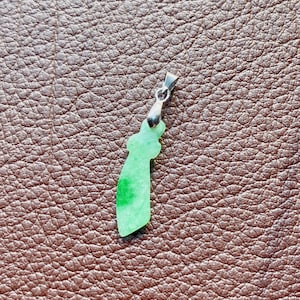 Grade A untreated  Jade Jadeite  knife Pendant ( vivid green , Olive yellow )