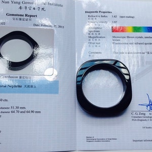 Fyrkantig nefritjadearmring Edwards Black Wyoming 51,3 mm certifierad