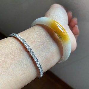 100% Grade A yellow Jadeite Jade Bangle 49.6 mm